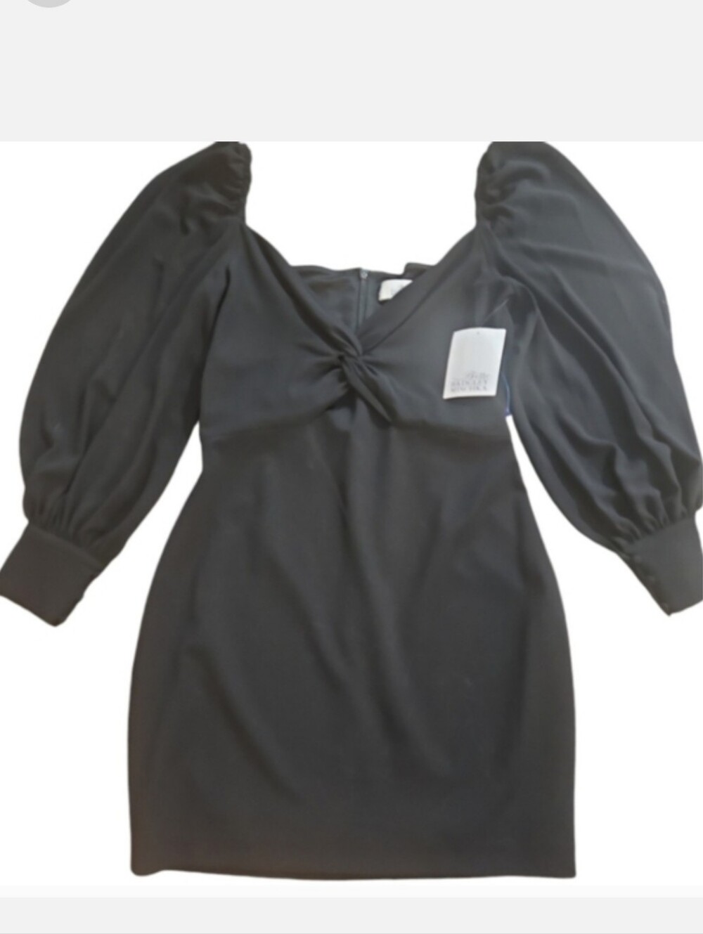 Belle Badgley Mischka Dalia Black Ruched Bodycon Mini Dress Size 8 NWT - Picture 4 of 12